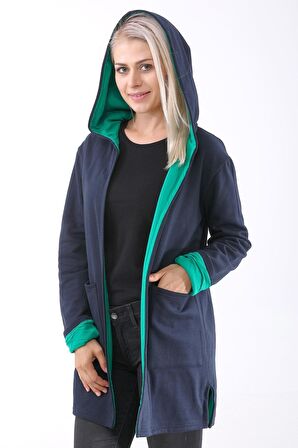 Toridas Günlük Renkli Kapüşonlu Spor Kadın Ceket 750lacivert