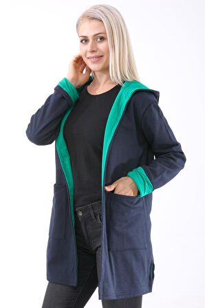 Toridas Günlük Renkli Kapüşonlu Spor Kadın Ceket 750lacivert