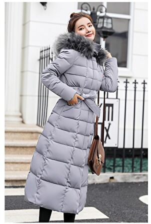 Toridas Günlük Kışlık Tam Boy Şişme Kadın Mont bt180gri3