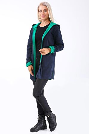 Toridas Günlük Renkli Kapüşonlu Spor Kadın Ceket 750lacivert