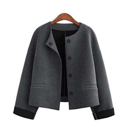 Toridas Rahat Düğmeli Şık Kadın Ceket 2303füme