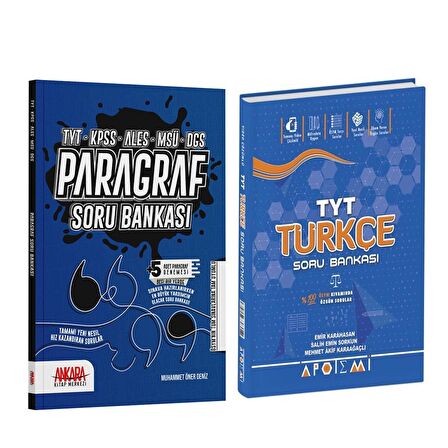 Apotemi TYT Türkçe ve AKM Paragraf Soru Bankası Seti 2 Kitap