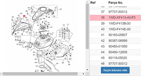-Yamaha Yzf R25 '17 Depo Sağ Yan Kapak Metalik Beyaz