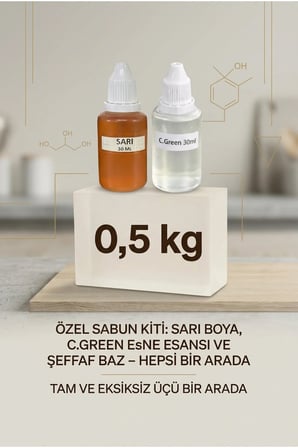 C Green Esanslı Sarı Renkli Şeffaf Sabun Bazı 500 g El Yapımı Sabun Hammaddesi
