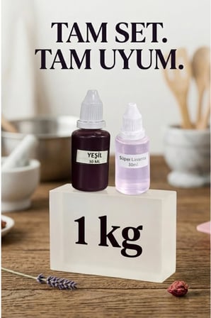 Lavanta Esanslı Yeşil Renkli Şeffaf Sabun Bazı 1 kg El Yapımı Sabun Hammaddesi