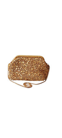 Altın Pullu El Yapımı Raffia Çanta