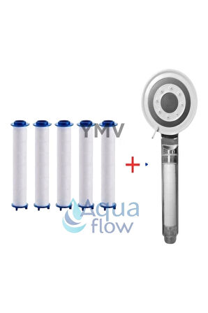 Filtreli Kireç Arındırıcı Duş Banyo Başlığı + 5 Adet Yedek Filtre