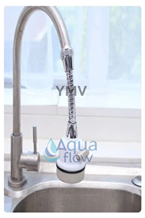 Beyaz 360° Dönerli Fonksiyonlu Mutfak Lavabo Batarya Musluk Başlığı Esnek Turbo Flex