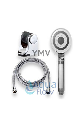Kireç Arındırıcı Filtreli Duş Başlığı Çelik Hortum Duş Banyo Seti 3 lü Set