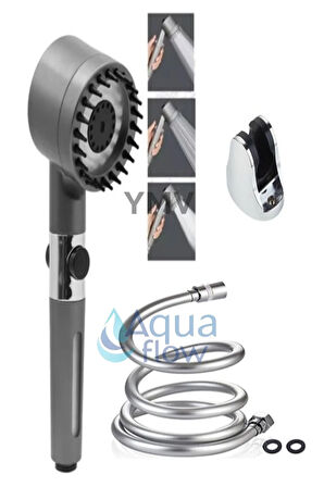 Filtreli Masajlı Duş Başlığı Kopmaz Pvc Hortum Duş Banyo Seti 3lü Set