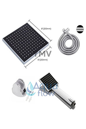 Tepe Yağmurlama Duş Seti Robotu Tepe Başlığı Çelik Hortum Tutacaklı 4lü Banyo Set