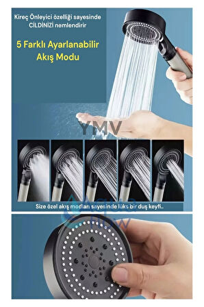 Filtreli Kireç Arındırıcı Turbo Yeni Duş Banyo Başlığı + 5 Yedek Filtre