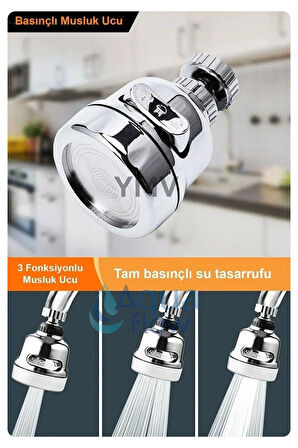 Lüks Su Tasarruflu Yeni Model 360° Hareketli Krom Mutfak Lavabo Batarya Çeşme Musluk Başlığı