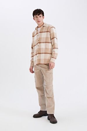 DeFacto Kadife Pantolon Wide Leg Bol Rahat Kesim Kargo Cepli Düz Paça C9010AX24WNBG170