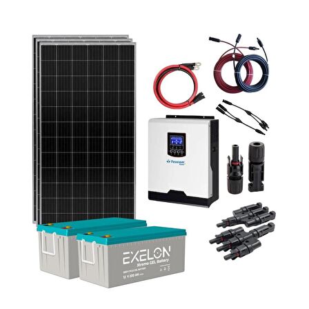 Güneş Enerjisi Solar Paketi 3kVA İnverter 410W Güneş Paneli 200Ah Jel Akü
