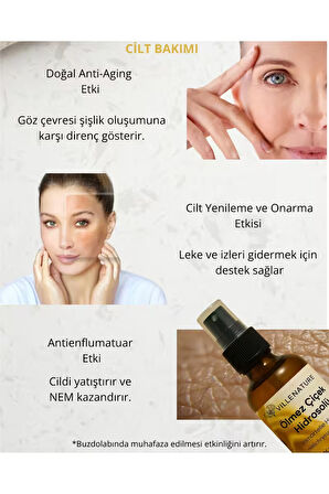 %100 Saf Ölmez Çiçek Hidrosolü ~altın Otu Hidrosolü 100 ml Cam Amber Sprey Başlık Kolajen Nem Tonik