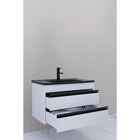 Levante 85 Cm Siyah Lavabolu Alt Modül