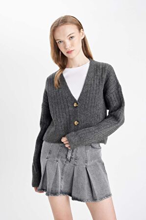 DeFacto Regular Fit V Yaka Triko Hırka R1389AZ24WNAR227