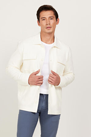 Oversize Fit Bol Kesim Klasik Yaka Pamuklu Desenli Gömlek Ceket