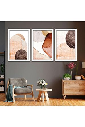 Beyaz Ahşap Çerçeveli Modern Tablo