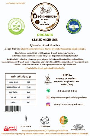 Organik Atalık Mısır Unu - 1 Kilo