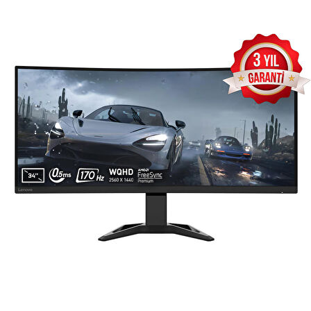 Lenovo G34W-30 A223403G0 34 inç 170Hz 0.5ms WQHD FreeSync VA Kavisli Gaming Monitör