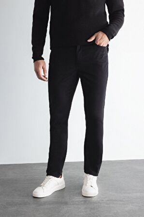 DeFacto Chino Kanvas Pantolon Slim Fit Dar Kesim Pamuklu Esnek Dar Paça C9441AX24AUBK81