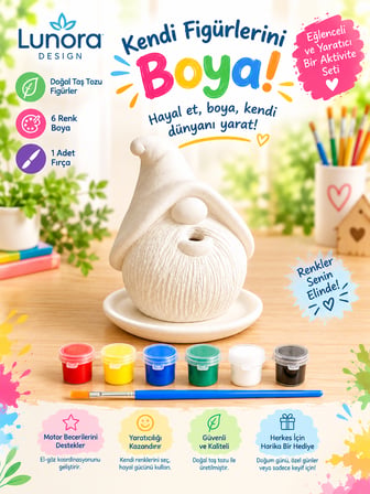 Taş Tozu Gnome Tütsülük – Boyanabilir Dekoratif Obje + Boya & Fırça Seti