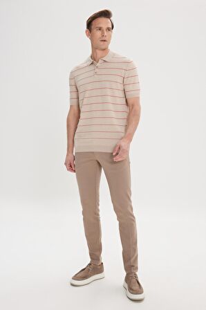 Slim Fit Dar Kesim Yan Cepli Pamuklu Esnek Armürlü Pantolon