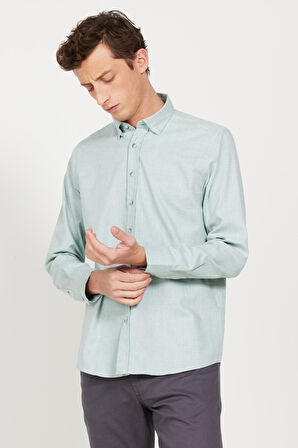 Slim Fit Dar Kesim Düğmeli Yaka Flanel Oduncu Gömlek