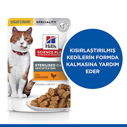 Hill's Kısırlaştırılmış Tavuklu Yaş Kedi Maması 85 g x 12 Adet