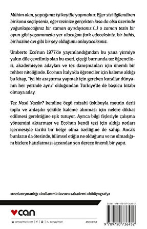Tez Nasıl Yazılır? - Umberto Eco - Can Yayınları