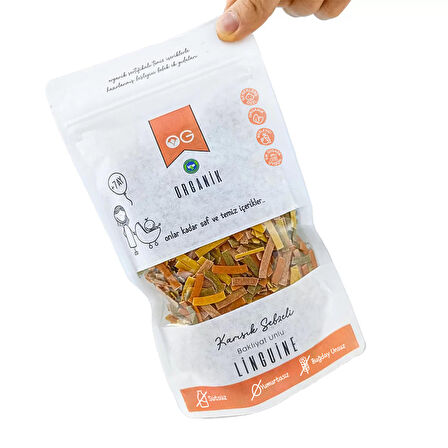 Organik Karışık Sebzeli Bakliyat Unlu Şerit Makarna Linguine 200 GR +7 Ay