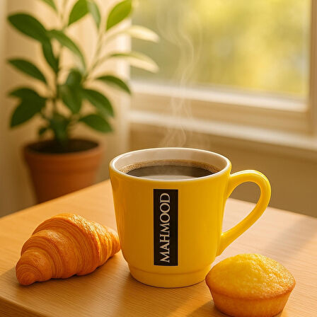 Mahmood Coffee Mottolu Sarı Porselen Kupa 300 ml
