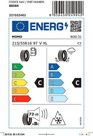 Momo 215/55 R16 97V XL North Pole W-20 Kış Lastiği ( Üretim Yılı: 2024 )