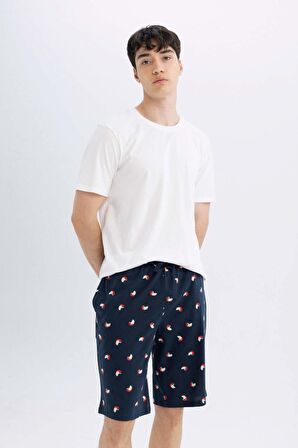 DeFacto Regular Fit Desenli Cepli Şort Pijama Altı B7449AX24SMNV135