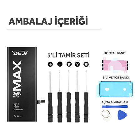 Deji iPhone 11 Batarya 3680 mAh Mucize Batarya Deji Yüksek Kapasite
