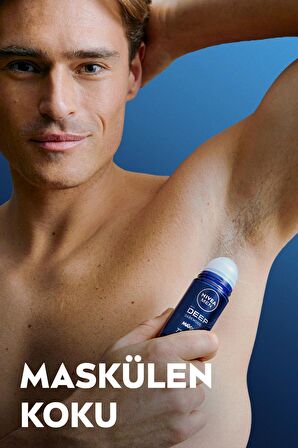 Nivea MEN Erkek Roll-on Deodorant Deep Dimension Aktif Karbon 50ml, 72 Saat Anti-perspirant Ter Koruması