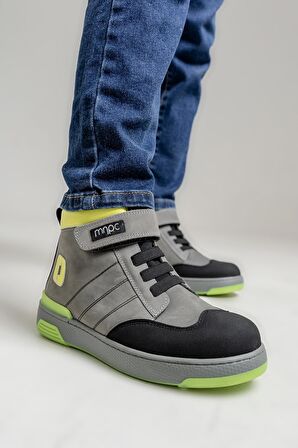 mnpc Erkek Çocuk Gri Hakiki Deri Anatomik Sneaker Bot