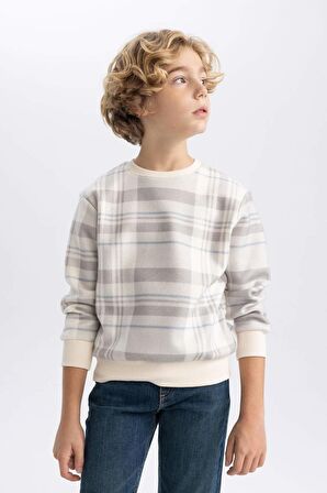 DeFacto Erkek Çocuk Bisiklet Yaka Desenli Sweatshirt B5391A823WNBG560