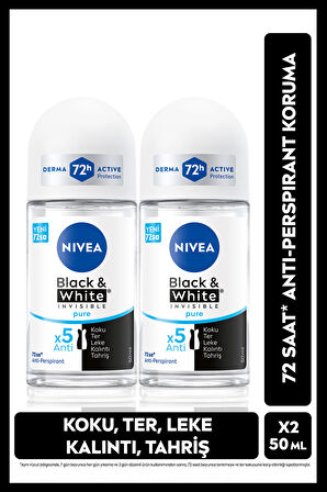 Nivea Invisible Black & White Pure Kadın Deodorant Roll-on 50 ml 2'li