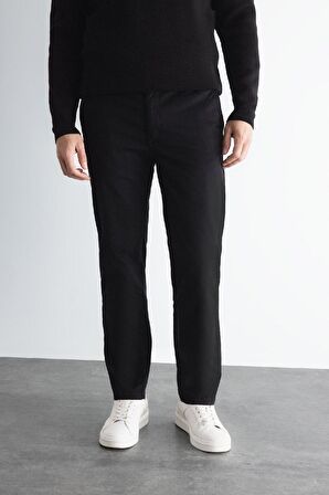 DeFacto Kanvas Chino Pantolon Normal Kesim 4 Cepli Pamuklu Esnek Düz Paça C9440AX24AUBK81
