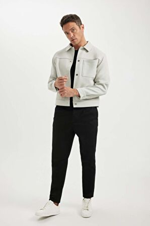 DeFacto Relax Fit Ceket Mont Polo Yaka Çıtçıtlı Cepli Astarlı C0620AX24SPGR296