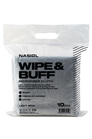 Nasiol Wipe&Buff Mikrofiber Bez 10 Adet Açık Gri