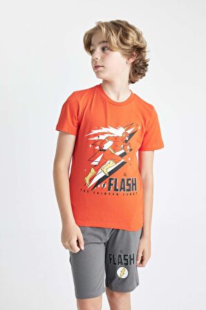 DeFacto Erkek Çocuk The Flash Pijama Takımı Kısa Kollu Üst Şort C5598A824SMOG588