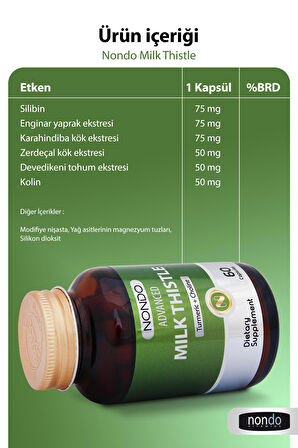 Nondo Vitamins Advanced Milk Thistle 60 Kapsül