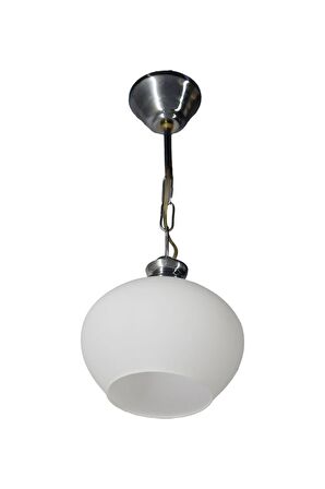 Askı Krom Tekli Beyaz Yatsı Camlı Avize | Kaliteli Modern Metal Avize