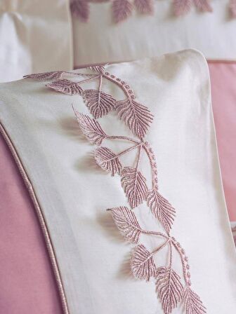 Cotton Box Brode Nakışlı Çift Kişilik Saten Nevresim Takımı Niobe Pembe
