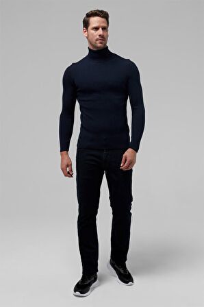 Twn Slim Fit Lacivert Rib Örgü Yün Karişimli Kazak 9EC060631764M