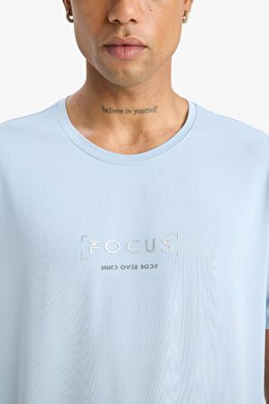 DeFactoFit Standart Fit Bisiklet Yaka Baskılı Esnek Kumaş Sporcu Kısa Kollu Tişört C9268AX25SMBE824